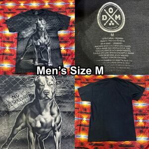 Y2K DOM All Over Print Pitbull Men’s Size Medium Black T-Shirt No Trespassing